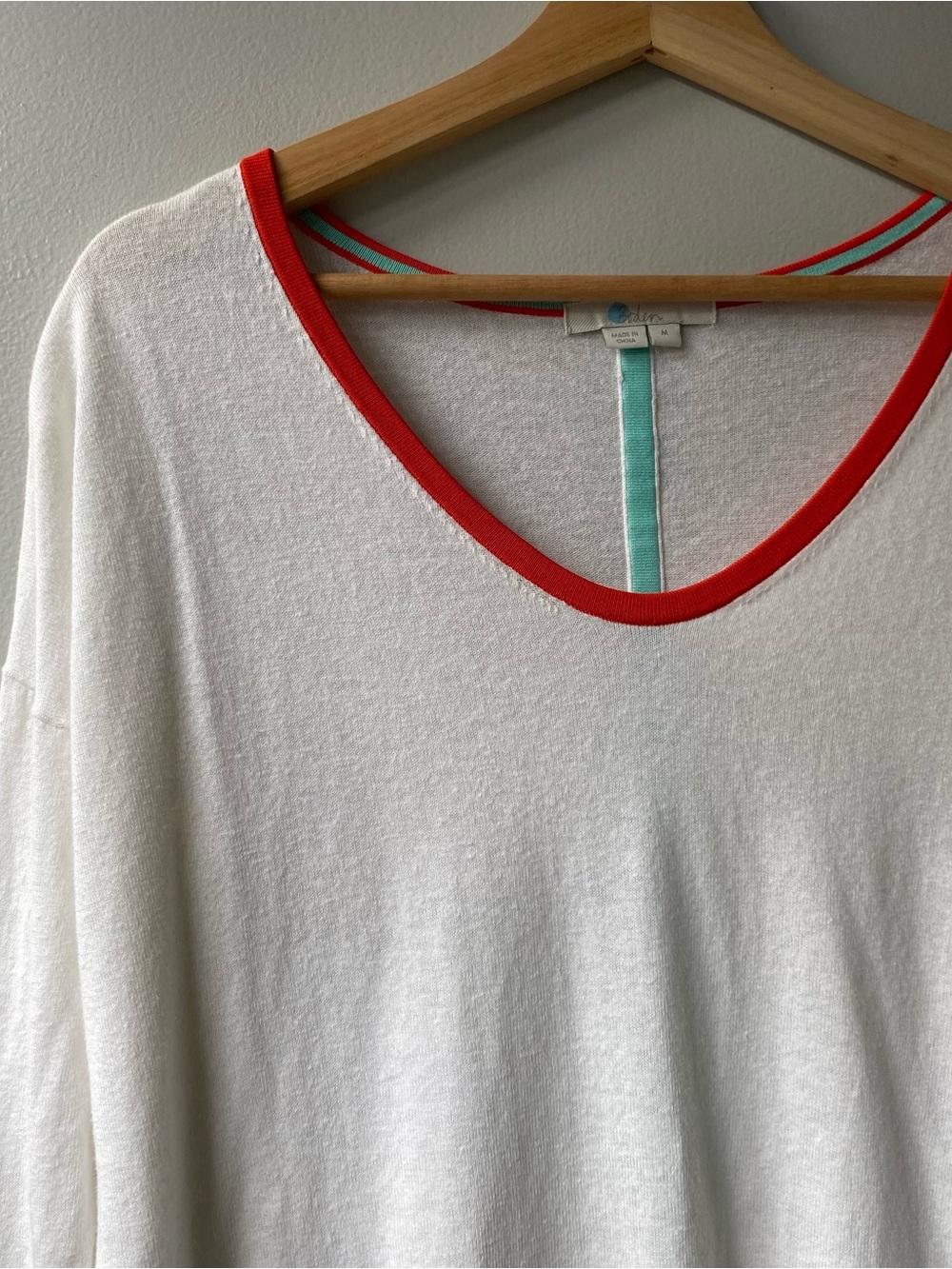 Boden White Sweater with Red and Mint Trim - Picture 2 of 6